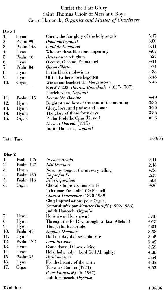 Christ the Fair Glory scan of contents